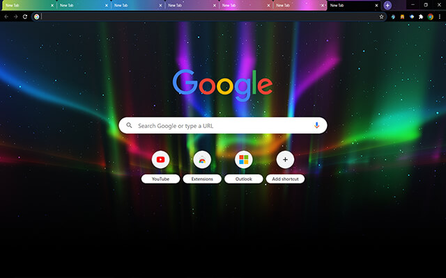 Aurora - Multi Color Tabs Chrome Theme - Theme For Chrome