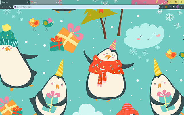 Christmas Penguins Google Chrome Theme - Theme For Chrome