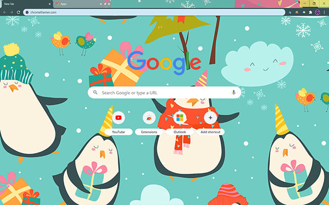 Christmas Penguins Chrome Theme - Theme For Chrome