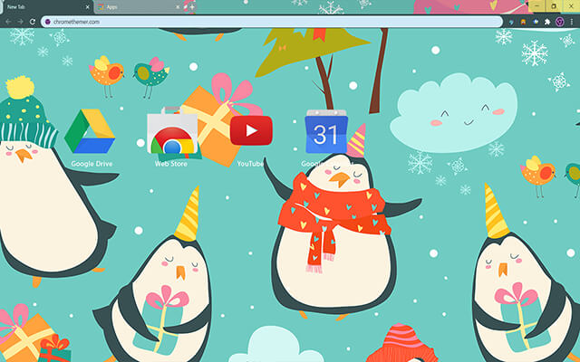 Christmas Penguins Google Theme - Theme For Chrome