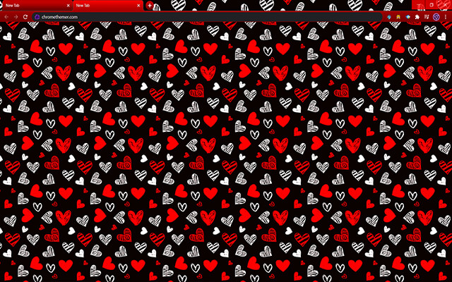 Drawn Hearts Red Black Google Chrome Theme