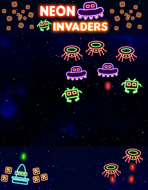 neon invaders browser game