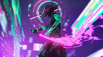 Neon Samurai 8K Wallpaper