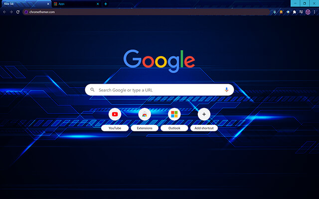 Techno Glitched Blue Chrome Theme